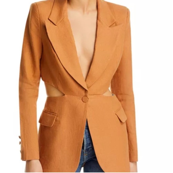 Bardot Jackets & Blazers - Bardot Domenica Linen Cotton Cut Out long Blazer orange camel Brown 59249JB